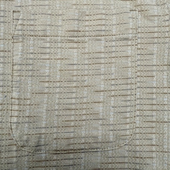 Geoffrey Beene Men’s Beige Textured Polo Shirt Size L Y2K Retro Vibe - Picture 6 of 8